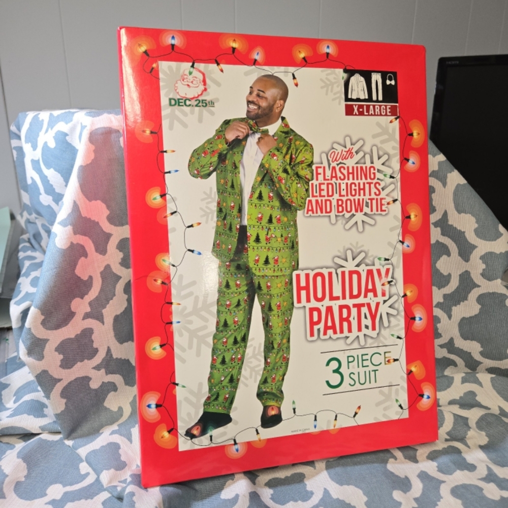 Three piece light up Christmas suit sz XL  ugly Christmas prom Santa